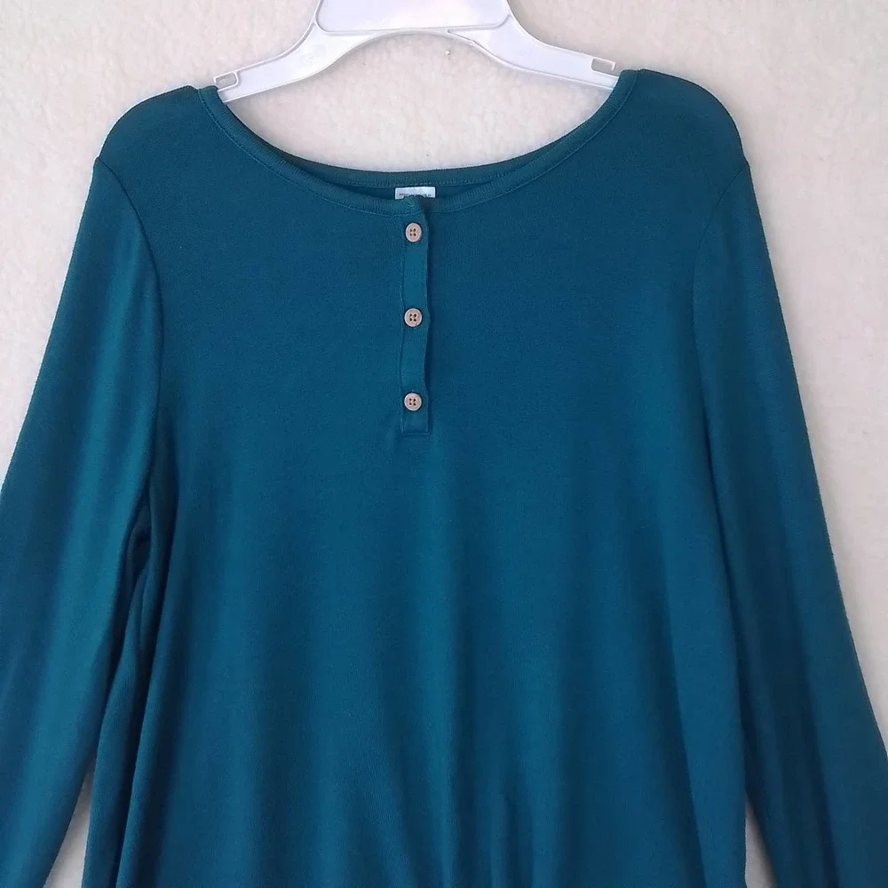 OshKosh Girls Knit Top‎ 14 Blue Teal Lightweight Sweater Scoop Neck Long Sleeve